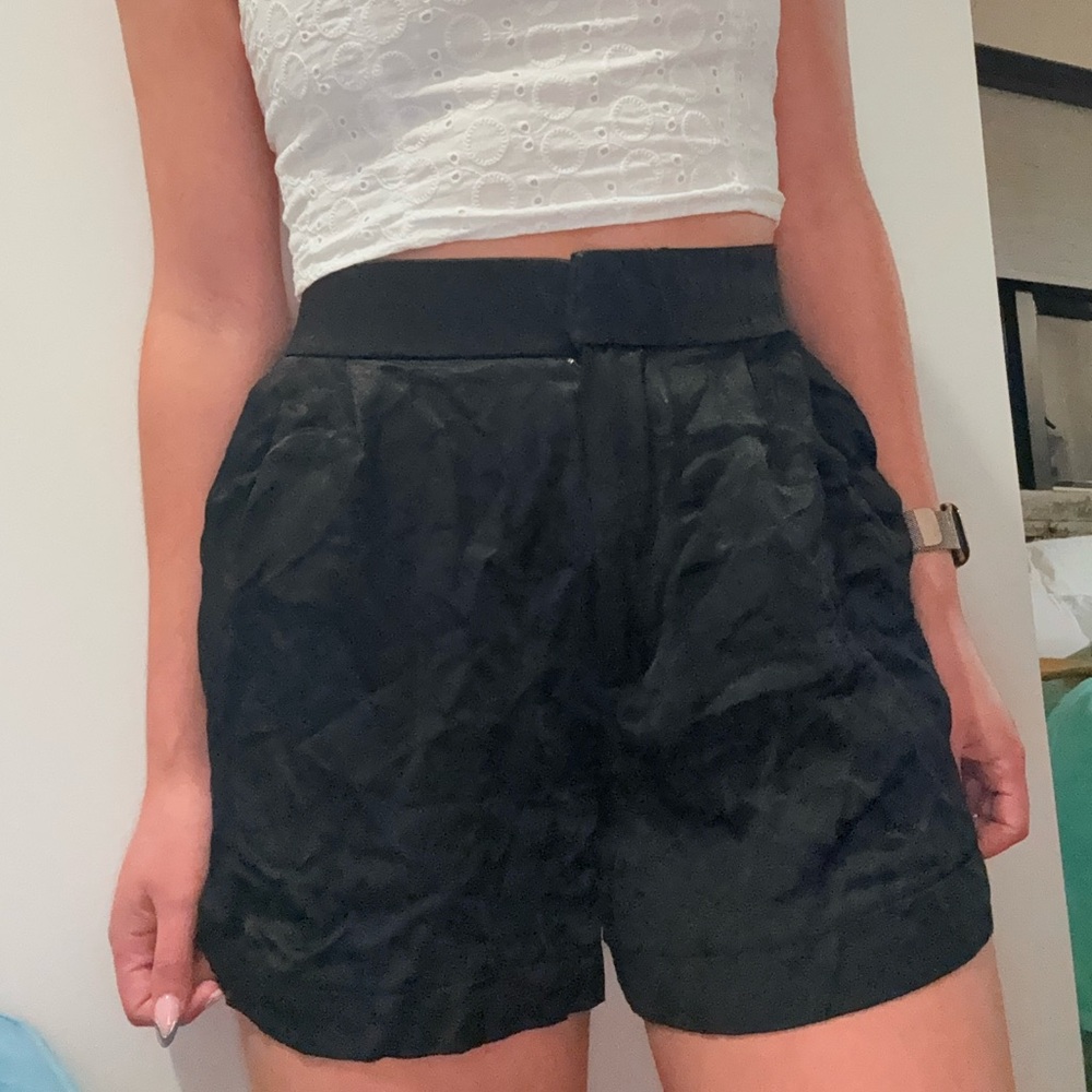 Zara Black High-Rise Tailored Bermuda Shorts